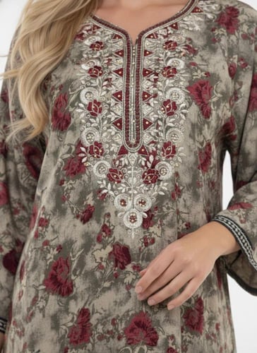 جلابية كشميري صدرية معين لون زيتي فاتح موديل SQ6-1...