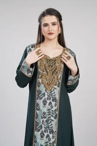 جلابية استقبال لون زيتي موديل WS6-146