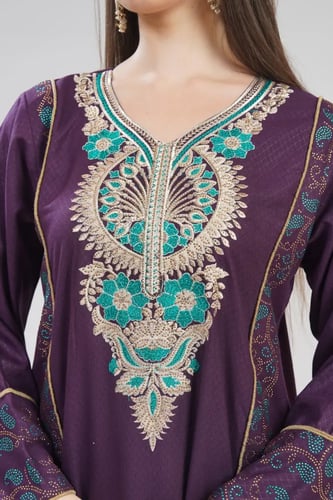 جلابية استايل بحريني لون بنفسجي موديل DB6-154