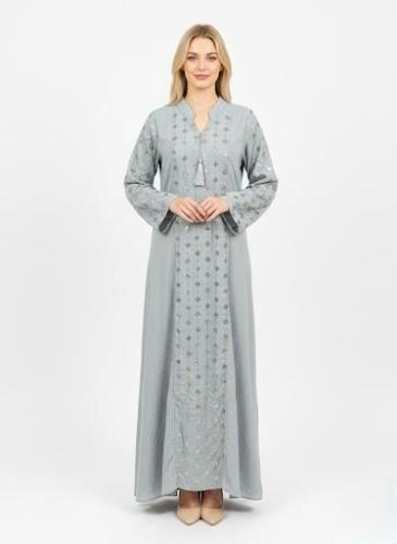 جلابية استايل كويتي لون رمادي موديل CH6-87