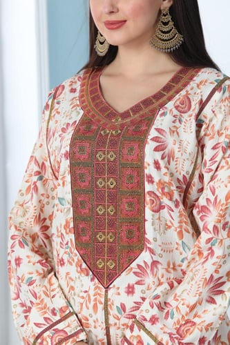 جلابية استايل بحريني لون اورنج موديل DB5-85