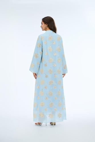 جلابية كويتي لون سماوي فاتح موديل CH5-2