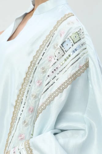 طقم بنطلون استايل تركي لون سماوي موديل CH6-3162A