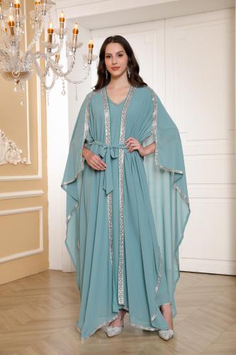 جلابية سهرة لون سماوي موديل CH5-24