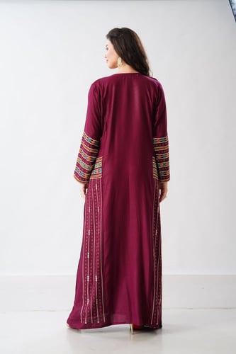 جلابية استايل عسيري لون عنابي موديل DB6-153