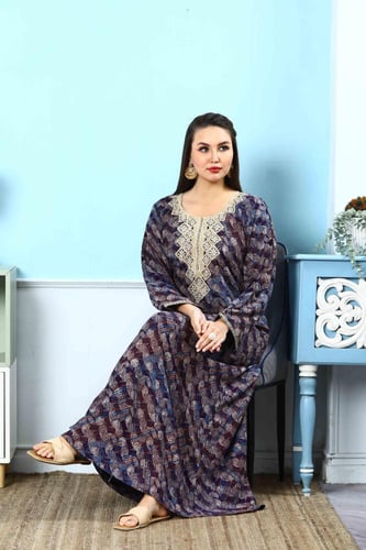 جلابية جامبو كشميري لون موف موديل SD5-37