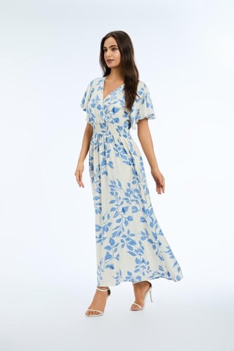 جلابية كويتي مدي لون سكري مع سماوي موديل CH5-27