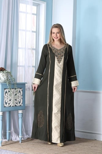 جلابية استقبال لون زيتي موديل WS5-112