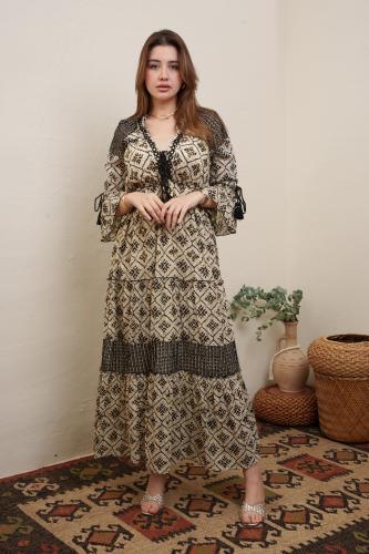 جلابية فري سايز استايل كويتي لون اسود في بيج موديل...