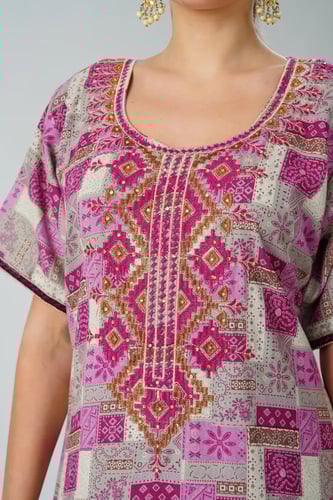 جلابية كشميري صدرية اردني لون فوشي موديل SQ6-188