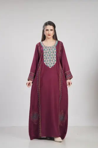 جلابية استايل بحريني لون عودي موديل DB6-158