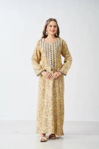 جلابية كشميري صدرية اردني لون بيج موديل SQ6-192