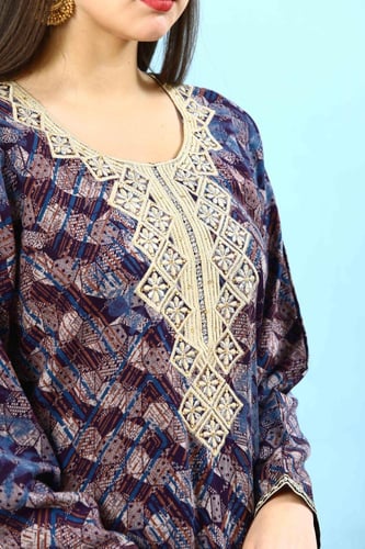 جلابية جامبو كشميري لون موف موديل SD5-37