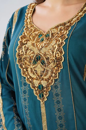 جلابية استقبال لون بترولي موديل WS6-161