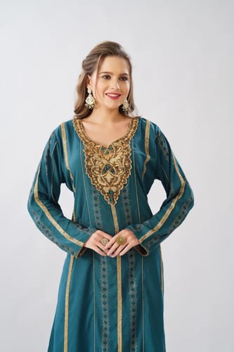 جلابية استقبال لون بترولي موديل WS6-161