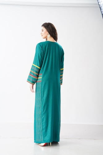 جلابية استايل عسيري لون فيروزي غامق موديل DB6-150