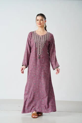 جلابية كشميري صدرية اردني لون لحمي موديل SQ6-192