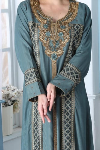 جلابية نسائي لون بترولي فاتح موديل WS5-125