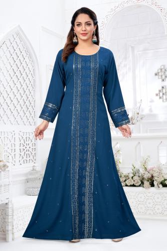 جلابية استايل كويتي لون بترولي موديل DB5-105