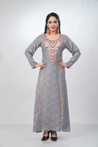 جلابية جامبو مخور كشميري لون بترولي موديل SV5-78