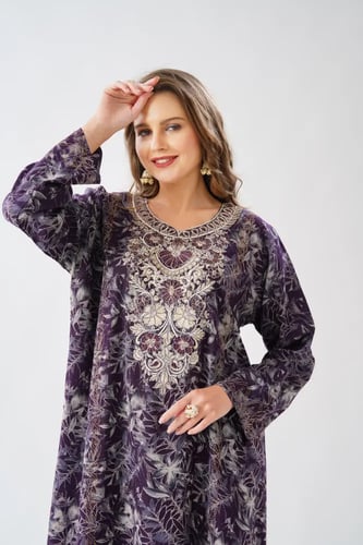 جلابية استايل مخور اماراتي لون موف موديل SX6-111