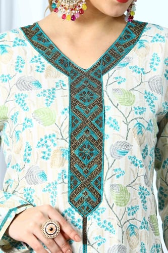 جلابية استايل بحريني لون تركوازي موديل DB5-77