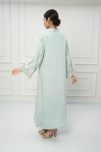 جلابية كويتي لون اخضر موديل CH6-73