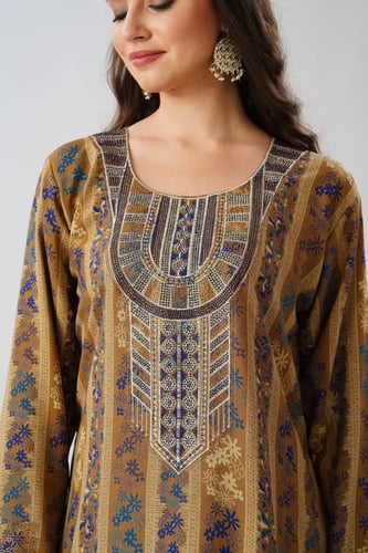 جلابية استايل مخور اماراتي لون بيج موديل SX6-112