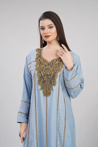 جلابية استقبال لون سماوي موديل WS6-140