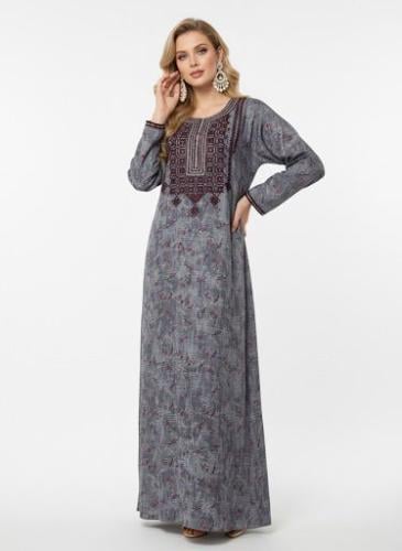 جلابية كشميري صدرية اردني لون رمادي موديل SQ6-171