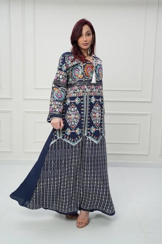 جلابية كويتي لون كحلي موديل CH6-56