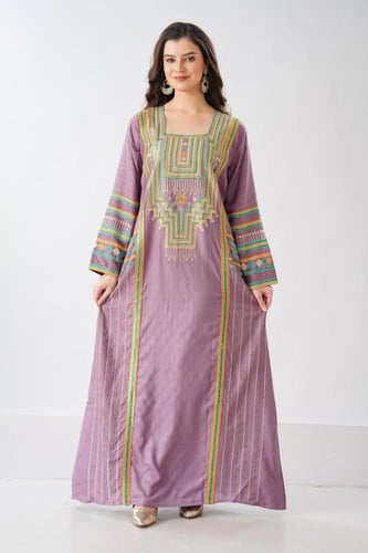 جلابية استايل عسيري لون موف فاتح موديل DB6-151