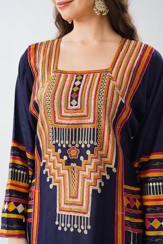 جلابية استايل عسيري لون كحلي موديل DB6-151