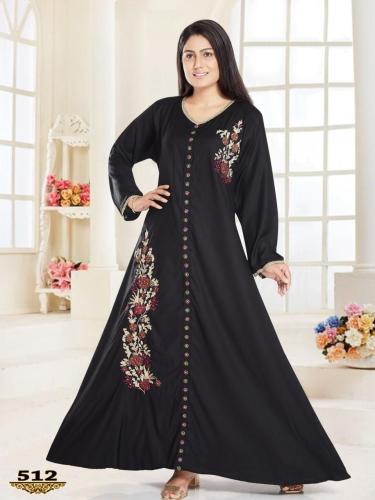 جلابية قطن تطريز اسود بقصة كلوش موديل DB-17