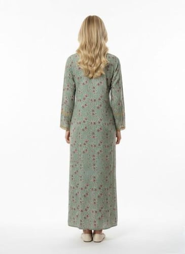 جلابية كشميري صدرية مربعه لون زيتي فاتح موديل SQ6-...