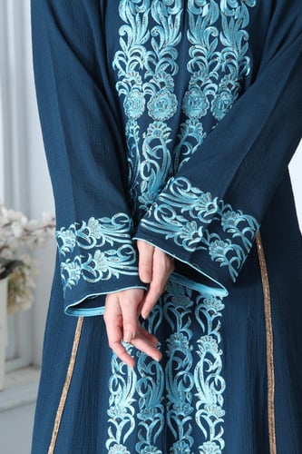 جلابية استايل بحريني لون ازرق فاتح موديل DB5-51