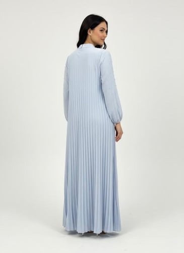 جلابية استايل كويتي ستاتي لون سماوي موديل CH6-84