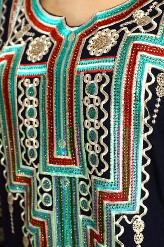 جلابية استايل عسيري لون كحلي موديل DB5-74