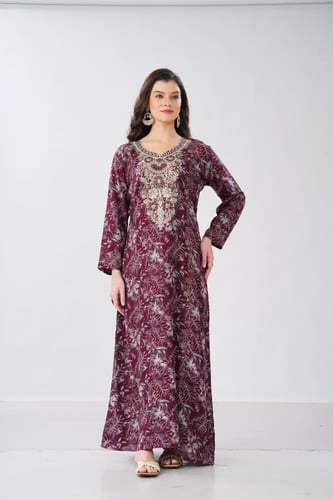 جلابية استايل مخور اماراتي لون عودي موديل SX6-111