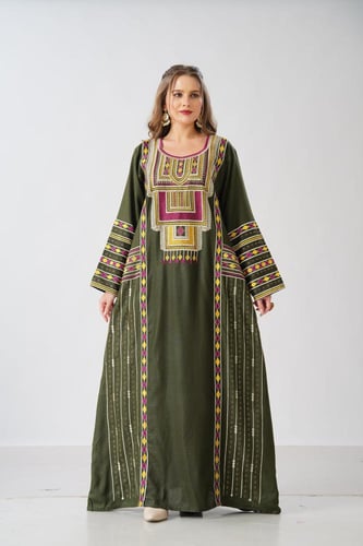 جلابية استايل عسيري لون مينت جرين موديل DB6-153