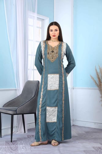 جلابية استقبال لون بترولي من البوليستر الناعم مودي...