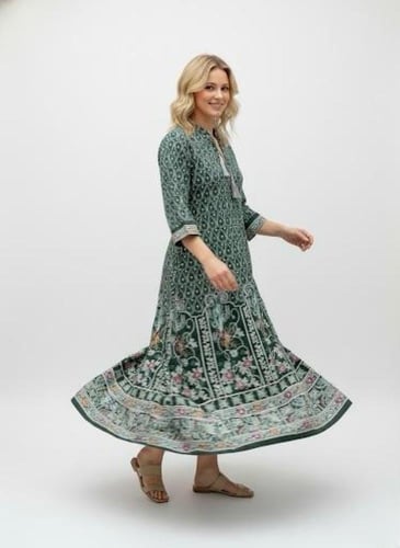 جلابية استايل كويتي لون اخضر موديل CH6-55