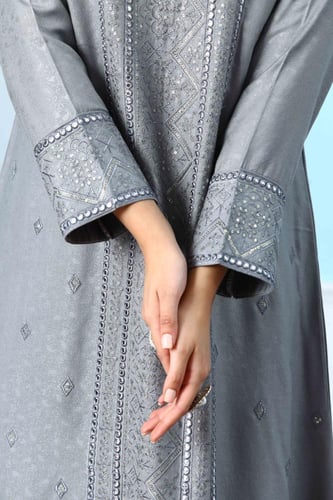 جلابية استايل كويتي لون رصاصي موديل DB5-81