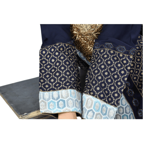 جلابية استقبال راقية لون كحلي تطريز قصبي موديل WS4...