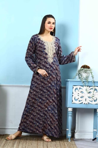 جلابية كشميري لون موف موديل SQ5-132