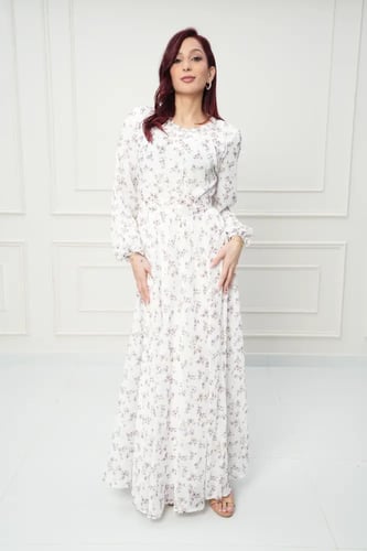 جلابية كويتي لون ابيض مشجر موف موديل CH5-14