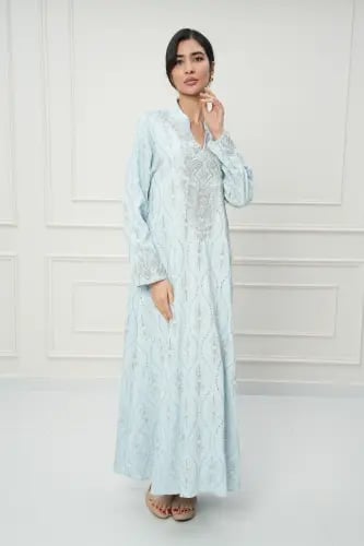 جلابية كويتي لون سماوي موديل CH6-105