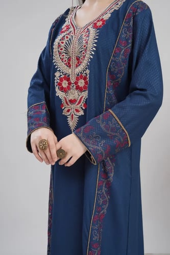 جلابية استايل بحريني لون كحلي موديل DB6-154