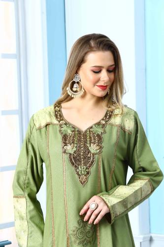 جلابية استايل بحريني لون اخضر فاتح موديل WS5-120