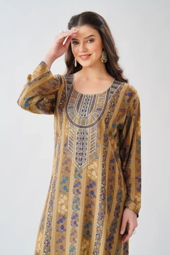 جلابية استايل مخور اماراتي لون بيج موديل SX6-112